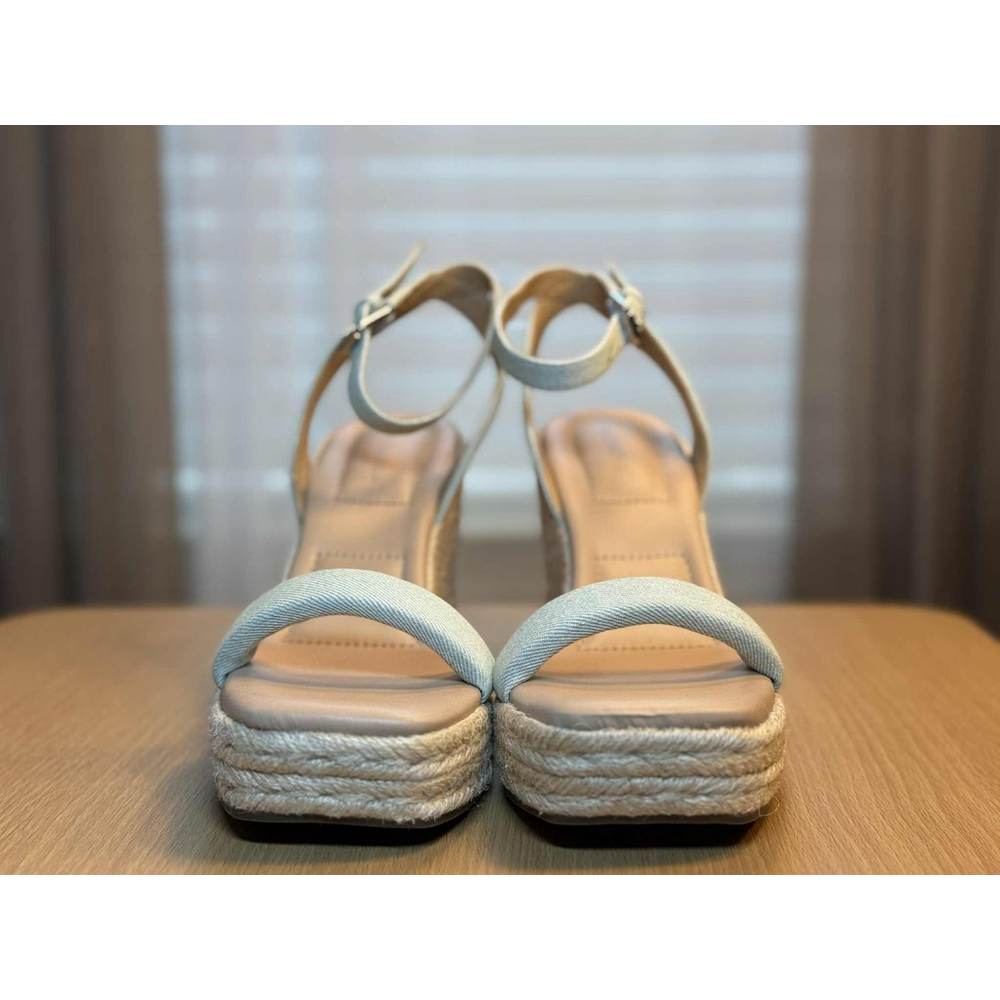 Women's Padded Light Blue Denim Wedge Espadrille Platform Sandals 9.5 M - Picture 5 of 9